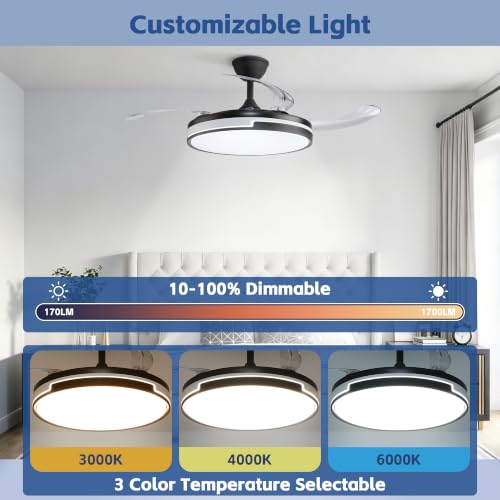 42 inch Retractable Ceiling Fan with Light