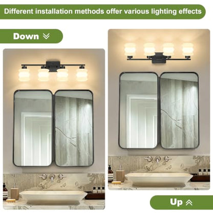 Modern Bathroom Light Fixtures (Black / 4-Light)