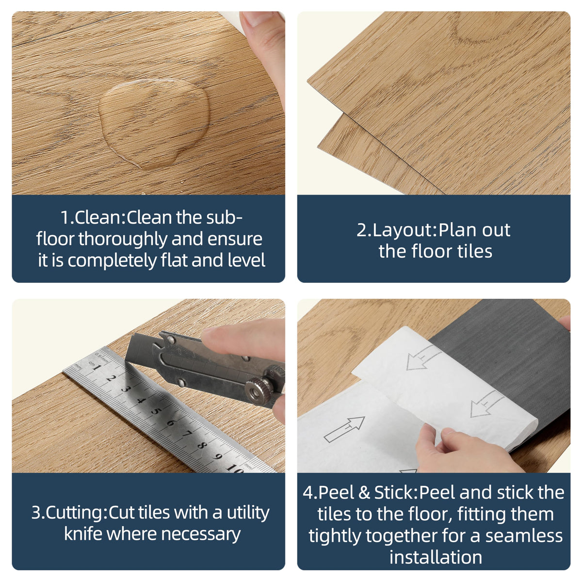 Peel and Stick Luxury Vinyl Plank (Cove Oak / 36 x 6 inches)
