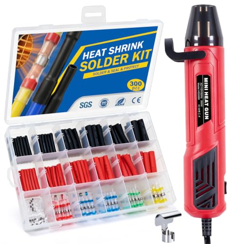 300 PCS Solder Seal Wire Connectors with 350W Mini Heat Gun Kit Overheat Protection Waterproof Heat Shrink Wire Connectors