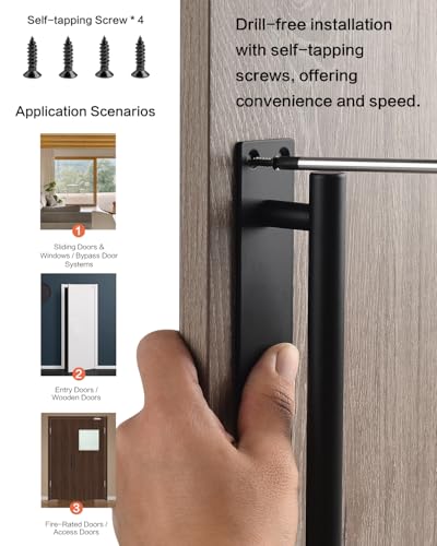 Black Barn Door Handles Matte White Gate Handles Outdoor Fence Hardware Replacement Modern Sliding Door Handle Pull with Backplate for Shed