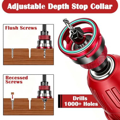 Countersink Drill Bit Set with Adjustable Depth