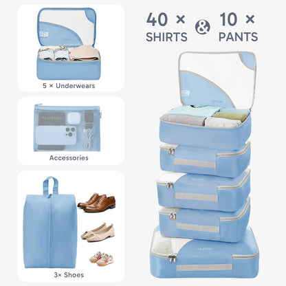 Packing Cubes for Travel (07 Light Blue)