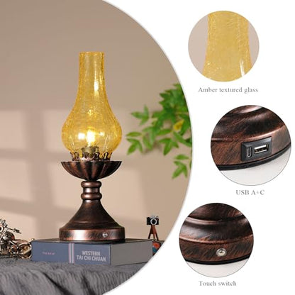 Farmhouse Rustic Touch with USB A+C Charging Ports Table Lamps (2-15 IN-USB)
