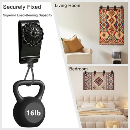 WMQYZDQ Tapestry Wall Hanging Clamps 4 Pack Heavy Duty Metal Quilt Hanger for Wall Display Carpet Rug Blanket Hanging Clips Screws Included