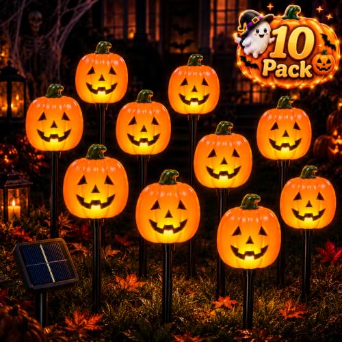 10 Pack Halloween Decorations Outdoor Pumpkin Moon Garden
