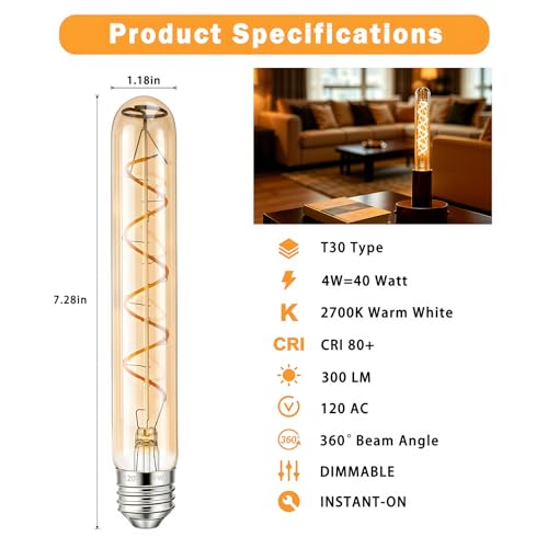 T300 T30 Led Edison Long Light Bulb