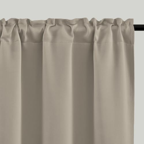 4 Panels Rod Pocket Blackout Window Curtains for Bedroom