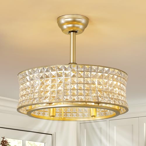 Crystal Caged Ceiling Fans Lights