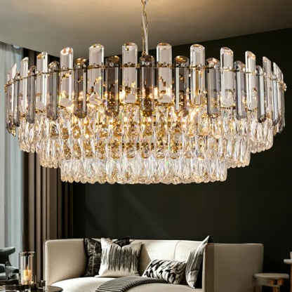 31.5" Gold Crystal Chandeliers for Dining Room