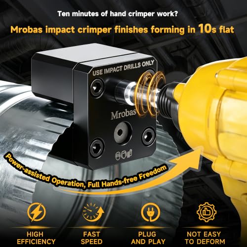 C5A2 Impact Power Assisted Crimper HVAC Duct Crimping Tools Automatic Turbo Crimper Sheet Metal Round Downspout Gutter Crimp Swagging Accessory Suits for 1