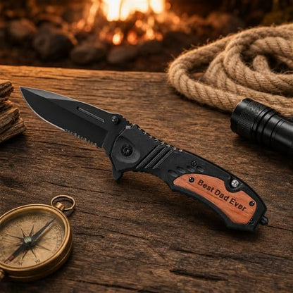 Engraved Pocket Knife Gift with Wooden Box