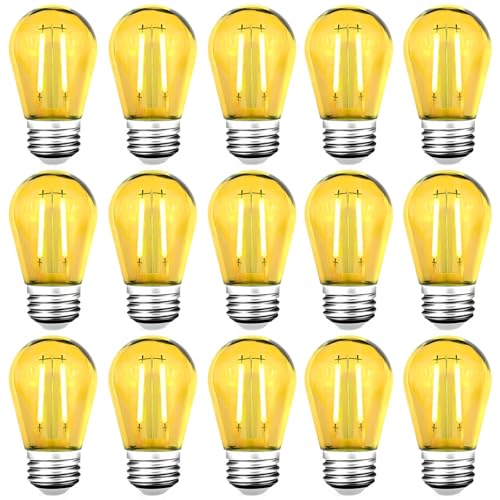 S14 LED Shatterproof 2 Watt String Light Bulbs Plastic Waterproof E26 Base Filament Edison Outdoor Replacement Christmas Light Bulbs