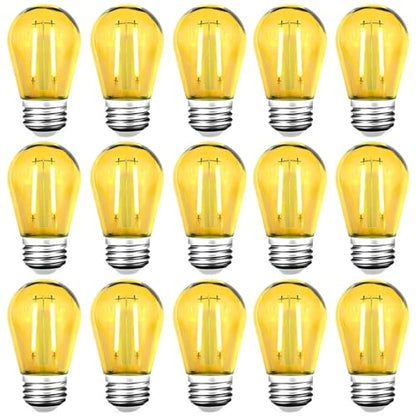 S14 LED Shatterproof 2 Watt String Light Bulbs Plastic Waterproof E26 Base Filament Edison Outdoor Replacement Christmas Light Bulbs