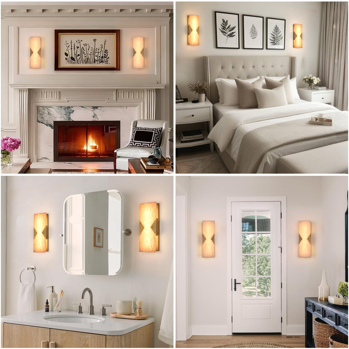 Alabaster Wall Sconces Set of 2 (Bronze 2 Pack)