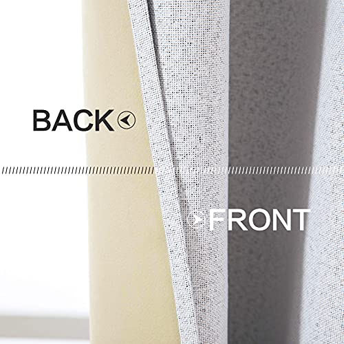 100% Blackout Linen Curtains for Bedroom 42x63 Inches Grayish White (Grayish White / 42"W x 63"L (Pack of 2))