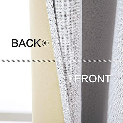 100% Blackout Linen Curtains for Bedroom 42x63 Inches Grayish White (Grayish White / 42"W x 63"L (Pack of 2))