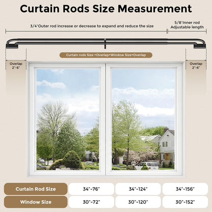 Double Curtain Rod 34 (Black / 34"-112")