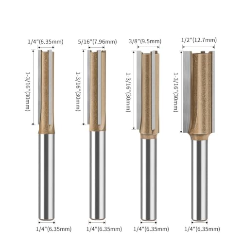 3 Flute Straight Router Bit Set C3 Carbide 1