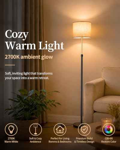 Upgraded】Floor Lamp for Living Room & Bedroom (Black Gold 2700K)