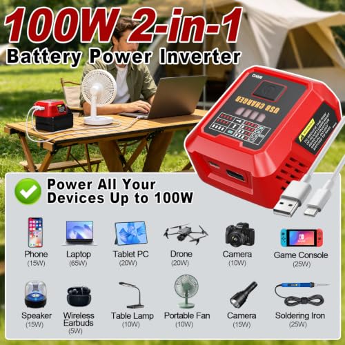 100W PD3.1 USB C Battery Charger Compatible with Milwaukee M18 18V Battery