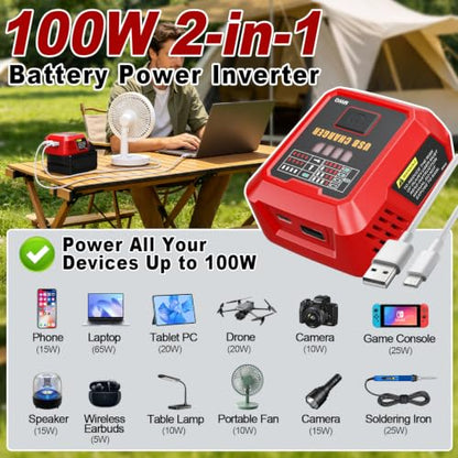 100W PD3.1 USB C Battery Charger Compatible with Milwaukee M18 18V Battery
