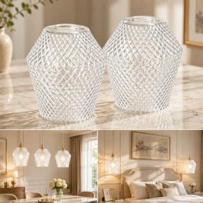 2Pcs Small Glass Lamp Shades (Clear)