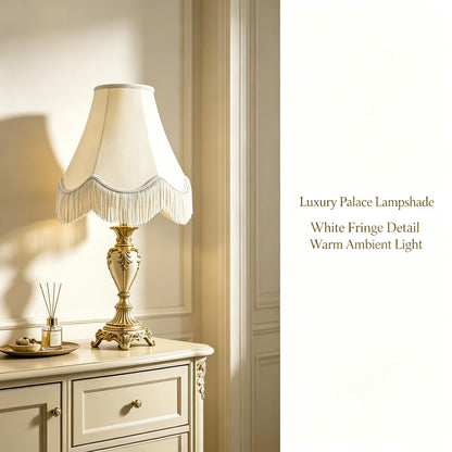 Set of 2 Fringe Scalloped Lamp Shades 6x13x10.6 Inches (Yellowish beige- 2Pack / 6*13*10.6in)