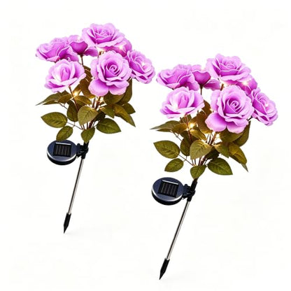 2 Pack Rose Solar Lights