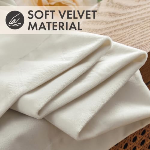 Ivory Velvet Curtains 4 Panels Set Back Tab 40 x 63 Inch Long (Ivory / 40"W x 63"L (Pack of 4))