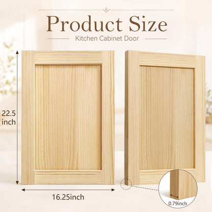 2 Pack Unfinished Pine Shaker Cabinet Doors 16.25" W x 22.5" H (16.25'' Wx22.5'' H)
