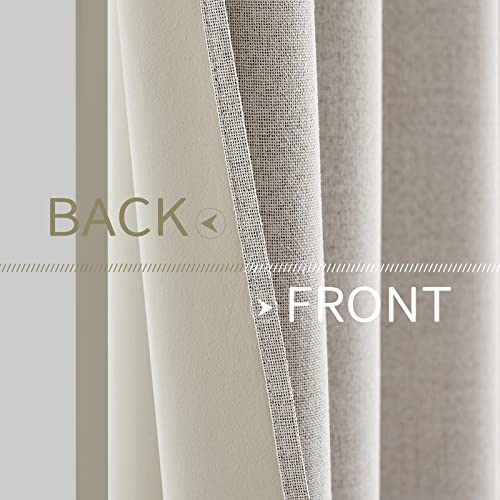 100% Blackout Linen Curtains for Bedroom 62x90 Inches Ivory (Ivory / 62"W x 90"L (Pack of 2))