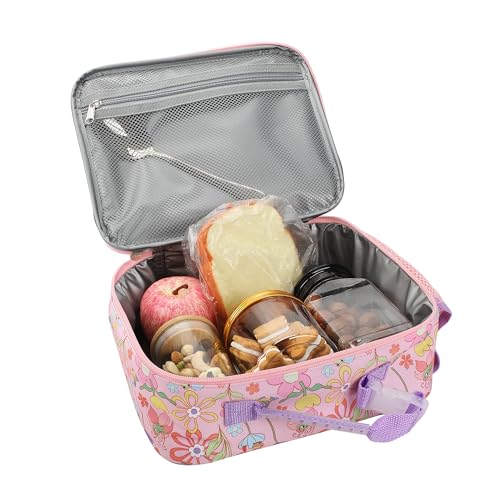 Disney Princess Characters On Floral Print 8" Lunch Kit (Disney Floral Pink)