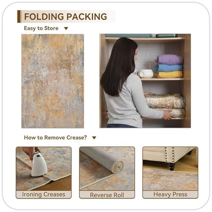 Abstract Washable Area Rugs for Living Room Bedroom Hallway Kitchen Entryway Runner