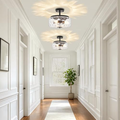 11.81" Modern Close to Ceiling Light Fixtures Industrial Glass Ceiling Lamp