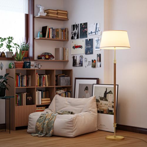 Mid Century Modern Floor Lamp with 18” Oversized Linen Shade