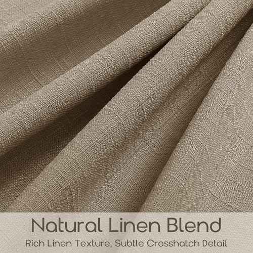 Brown 105 Inch Semi Sheer Thick Linen Memory Training Pinch Pleat Curtains (Dark Flax / 40"W x 105"L (Pack of 2))