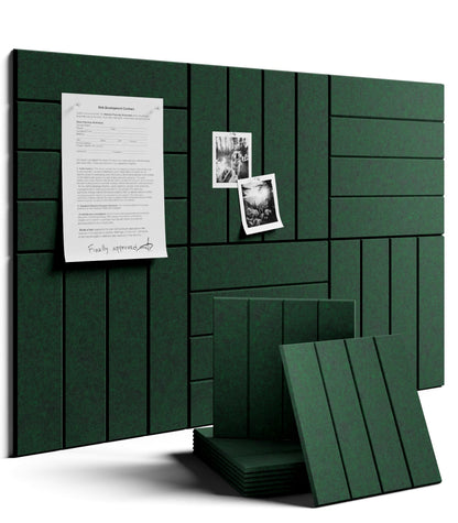 Felt Bulletin Board & Cork Board Alternative 36'' x 24'' (Christmas Green-1 / Bold-stripe 6-pack)