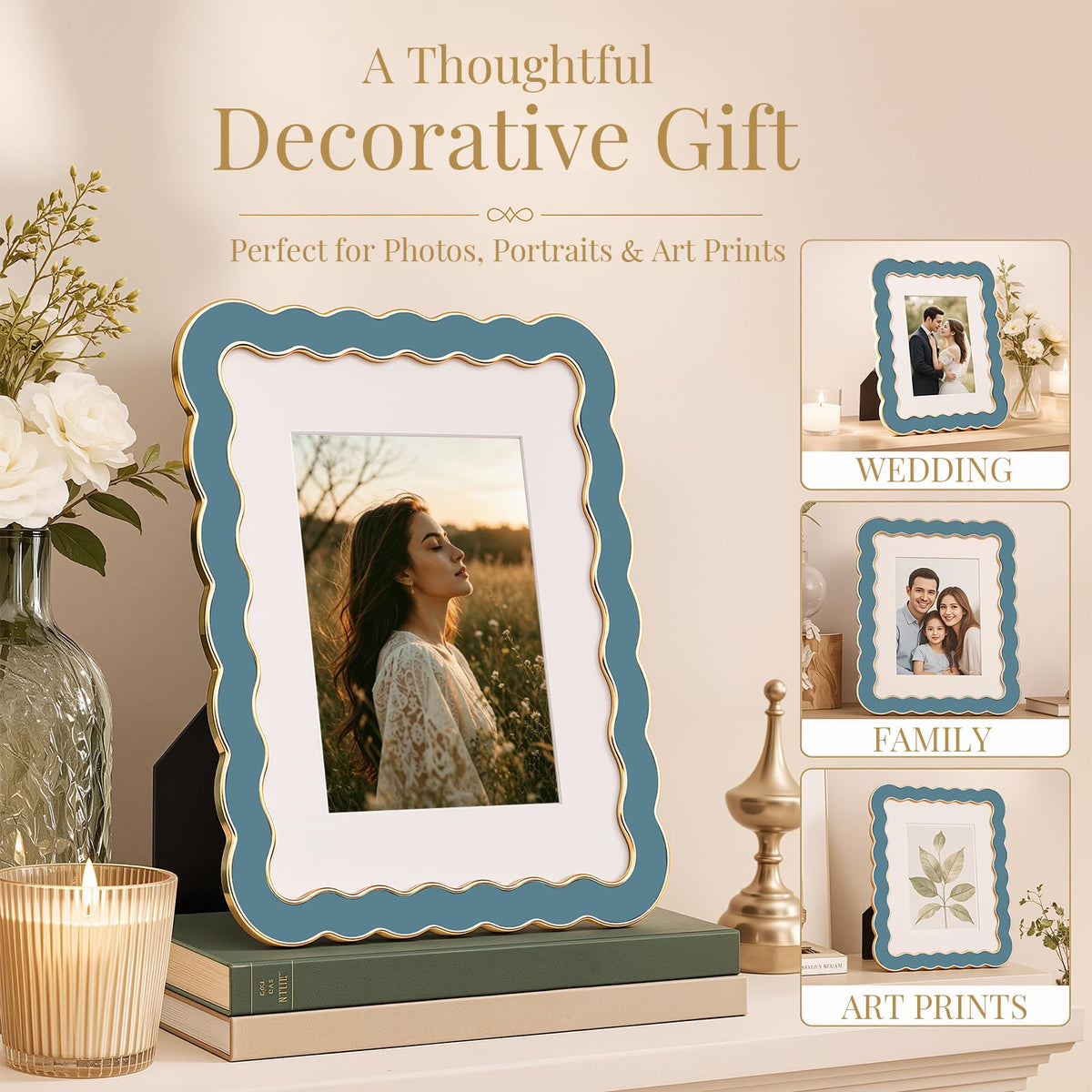 8x10 Scalloped Wavy Metal Picture Frame (Still Water Blue / 8x10)