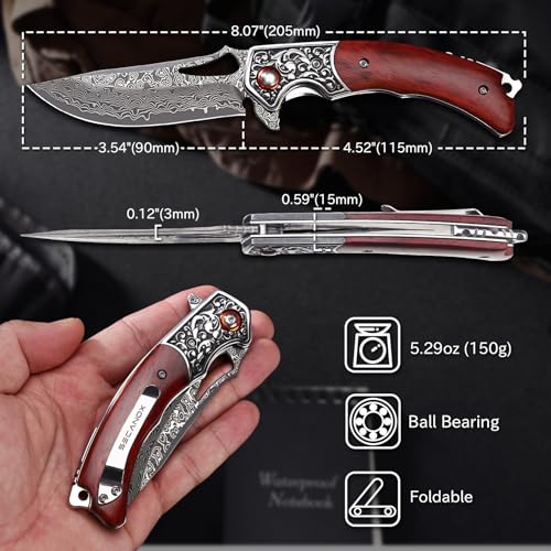 Damascus Pocket Knife for Men