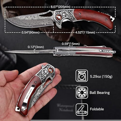 Damascus Pocket Knife for Men