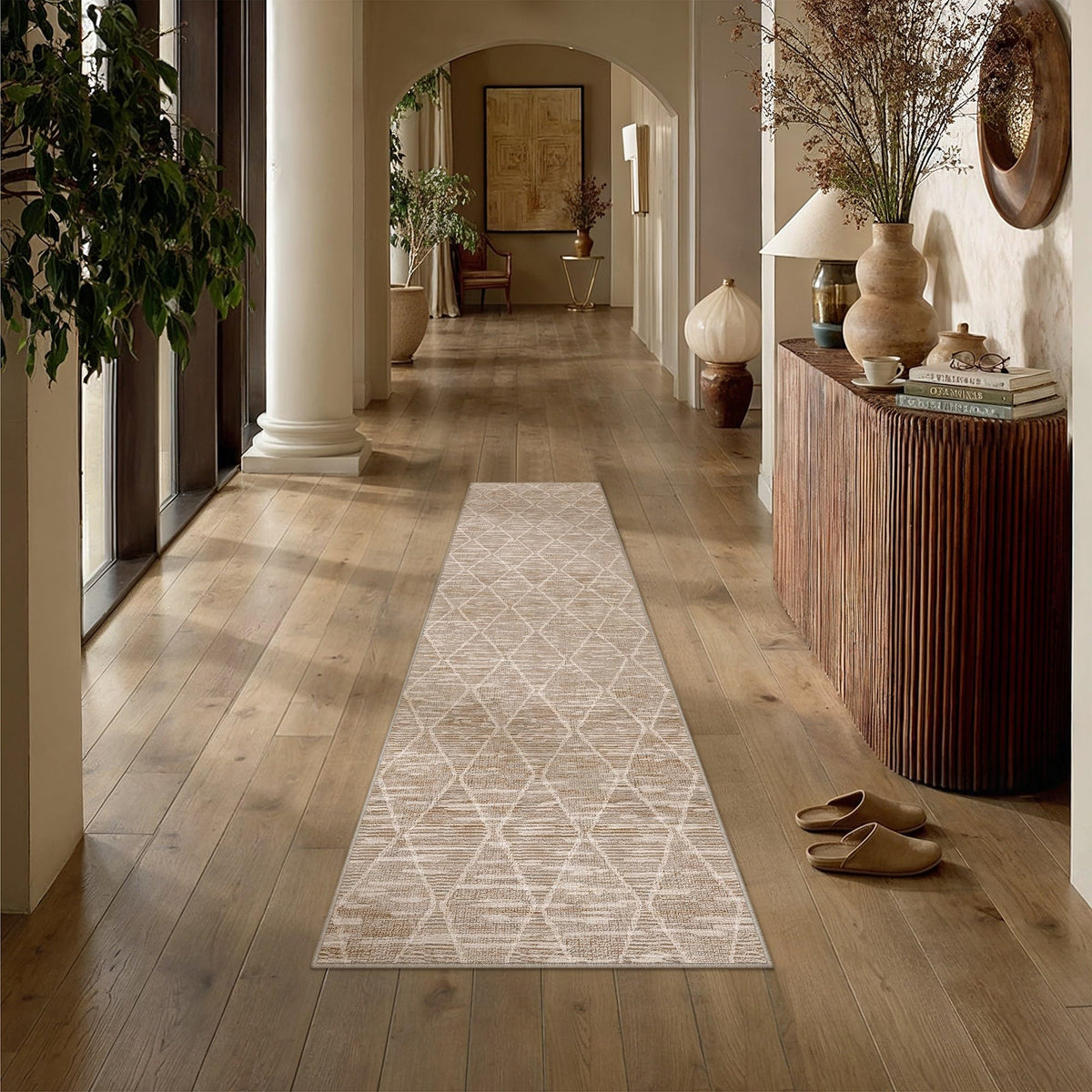 2x6 Runner Rugs Brown Washable Hallway Rug (L| Brown / 2' x 6' (Runner))