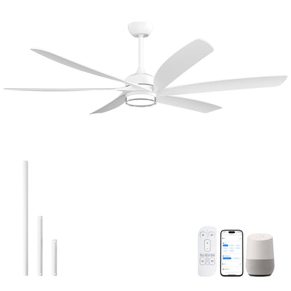 64 inch White Smart Ceiling Fan with Light (Pearl White / 64 Inch)