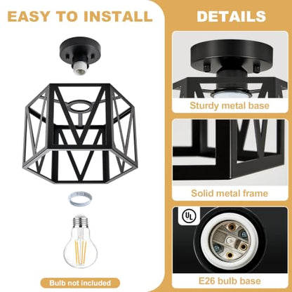 Farmhouse Semi Flush Mount Ceiling Light