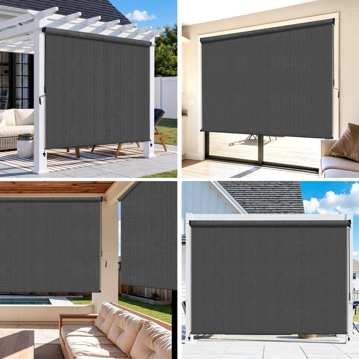 Outdoor Roller Shades for Patio (Grey / 72"W x 72"H)