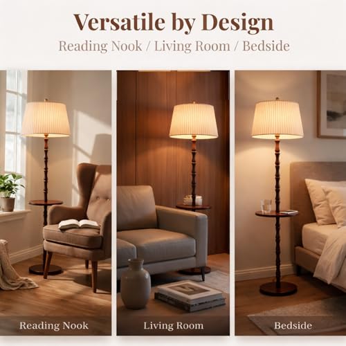 Real Wood Floor Lamp with Built