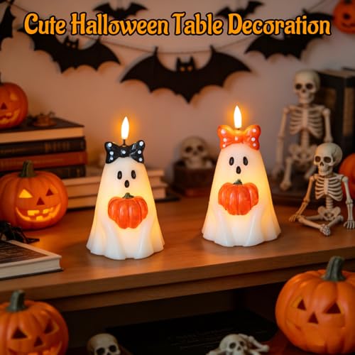 Halloween Ghost Candles Battery Operated with Timer Flameless Flickering
