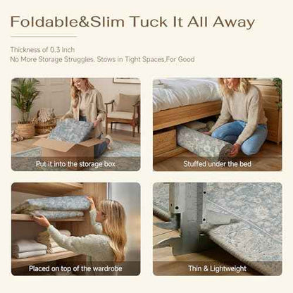 2x3 Blue Washable Area Rug Non Slip Retro Distressed Doormat (Distressed | Blue / 2' x 3' (Rectangular))