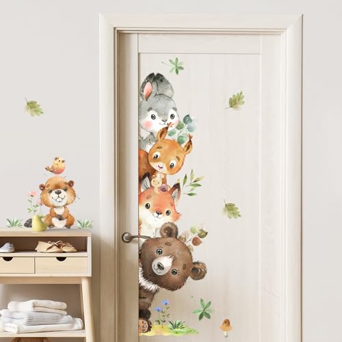 Jungle Animals Wall Stickers Cartoon Woodland Animal Wall Decals