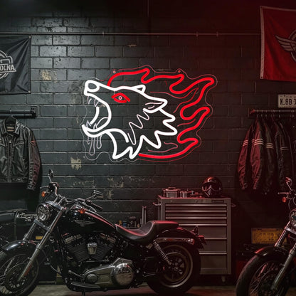 Wolf Neon Sign (White & Red)